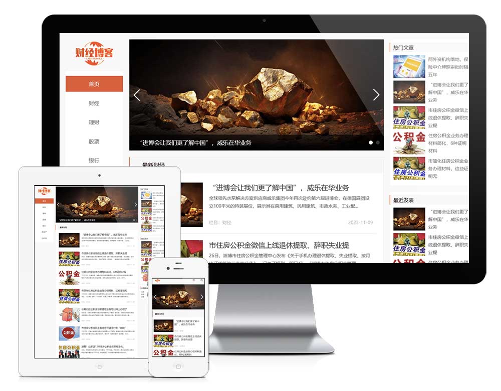 响应式简洁财经金融新闻博客网站模板30766